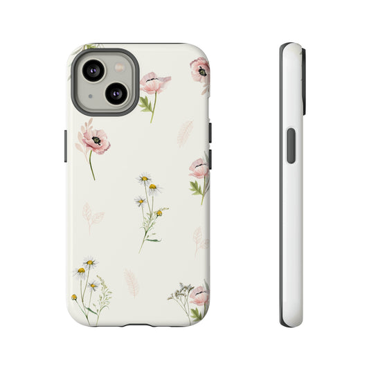 Beige Pink Illustrated phone case