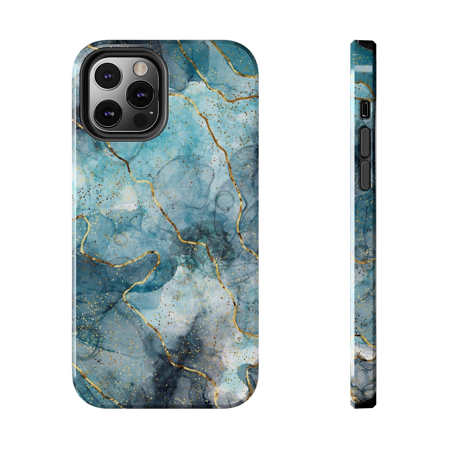 Blue Gold marble iPhone case