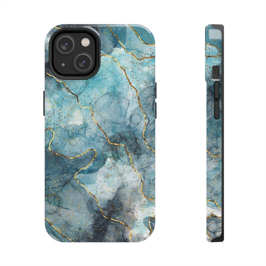 Blue Gold marble iPhone case